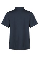 A dark navy polo shirt for kids, featuring a classic collar and short sleeves. It has a logo on the chest.