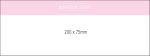 A notepad measuring 200x75mm with an adhesive strip, featuring a clean white design and a pink header.