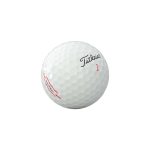A white golf ball featuring dimples, with a logo and the text "TruFeel" and "1" in black and red.