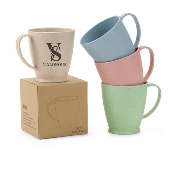 Promotional Wheat Straw Plastic Cup With Handle Promotional Wheat Straw Plastic Cup With Handle