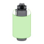 A drink bottle in grey with a flip-top lid and a built-in handle, featuring a logo.