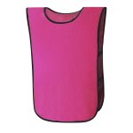 A pink sports bib with black trim, designed for use as a sports uniform or training vest.