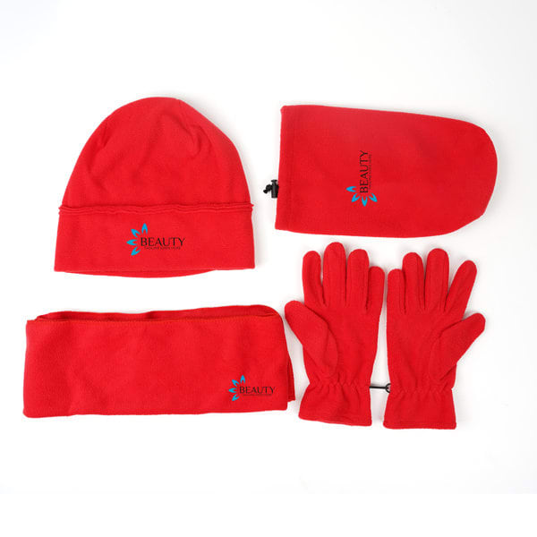 Fleece Winter Set With Drawstring Pouch Fleece Winter Set With Drawstring Pouch