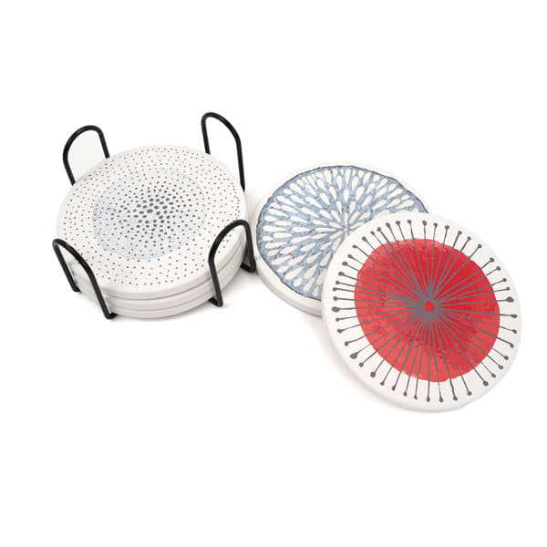 Ceramic Coaster With Cork Base Set Ceramic Coaster With Cork Base Set