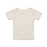 A plain cream-coloured infant t-shirt featuring a back view. The shirt has short sleeves and a round neckline.