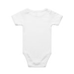A white organic infant one-piece with a short sleeve design and a snug fit, featuring a blank back.