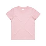A pink Kids Staple Tee with a standard crew neckline and short sleeves. It features a logo on the label.