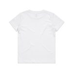 A plain white Kids Staple Tee featuring a simple design. The shirt has a logo on the back.
