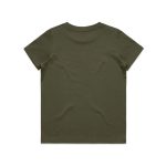 A youth t-shirt in olive green with a simple design and no visible branding on the back.