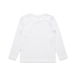 A long-sleeve white T-shirt for kids, featuring a plain design and no visible logos.