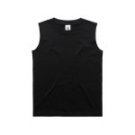 A black singlet top featuring a classic sleeveless design and a branded label.