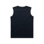 A black youth tank top with a sleeveless design and a plain back, featuring a small logo.