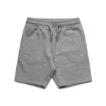 A pair of grey youth stadium shorts featuring an elastic waistband and drawstring. The shorts have a simple design.