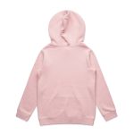 A pink hoodie with a hood and long sleeves, featuring a plain back design.