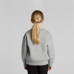 A grey jumper for kids with long sleeves, featuring a classic crew neck and a simple design.