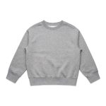 A grey jumper with a round neck and long sleeves. The design features a ribbed hem and cuffs.