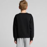 A black jumper featuring long sleeves, viewed from the back, worn by a child with light brown hair.