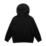 A black youth relax hoodie featuring a hood and long sleeves with a logo.