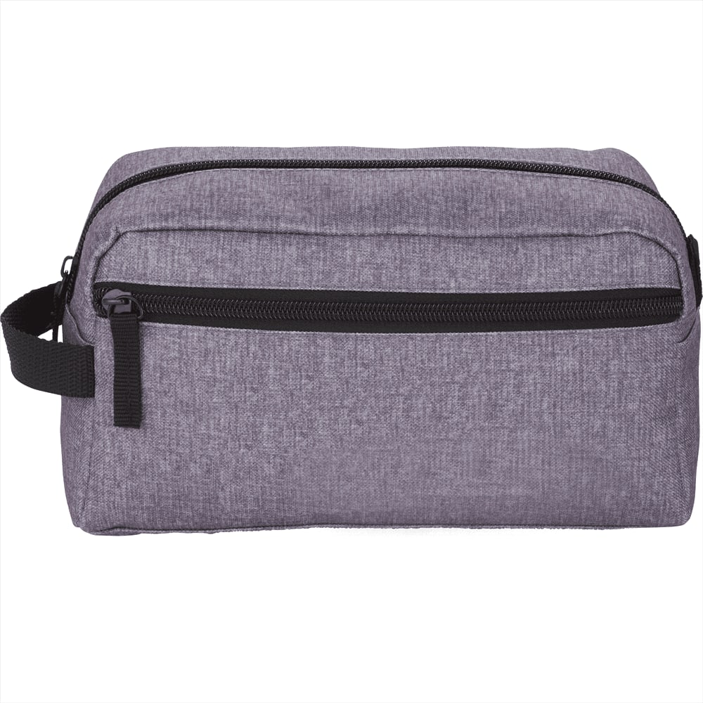A grey toiletry pouch with a textured finish, featuring two zippered compartments and a side handle. Graphite Travel Pouch 3L - Image 1