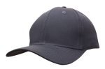 A grey cotton twill cap featuring a curved brim and a structured design with a logo.