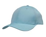 A blue cap with a rounded crown and a curved brim, featuring a logo on the front.