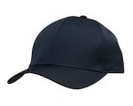 A navy blue cap with a curved brim and a structured design. It features a logo on the front.