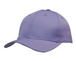A purple sports cap with a curved visor and a logo on the front panel.