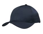A navy blue cap with a curved brim and a structured design. It features a logo on the front.