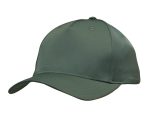 A green sports cap with a curved brim and a smooth finish. It features a logo on the front.