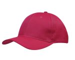 A pink cap featuring breathable poly twill with circle perforations and a curved brim, complemented by a logo.