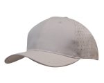 A light grey cap featuring circle perforations on the side, designed for breathability. It has a logo on the front.