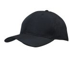 A black cap featuring triangle perforations on the sides and a logo on the front.