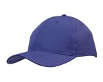 A purple cap featuring triangle perforations and a curved brim. The design includes a logo on the side.