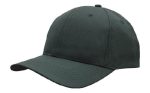 A dark green breathable poly twill cap with a curved brim and a logo on the front.