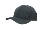 A grey recycled breathable poly twill cap with a curved brim and a logo on the front.
