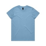 A light blue T-shirt with a crew neck and a small logo on the label.