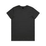 A black t-shirt displayed flat, featuring a round neck and short sleeves, with a branding label inside the collar.