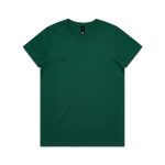 A green T-shirt with a crew neck and short sleeves, featuring a brand logo on the label.