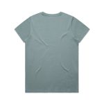 A green t-shirt with a simple design and a branding logo on the back.