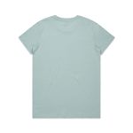 A light blue t-shirt with a simple design and a logo on the back.