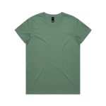 A green t-shirt with a regular fit, featuring a simple design and a logo on the tag.