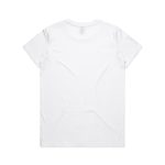 A white t-shirt with a classic crew neck and short sleeves, featuring a plain back and a logo on the tag.