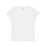 A plain white organic t-shirt with a round neckline and short sleeves. It features a brand logo on the label.