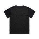 A black unisex T-shirt featuring a simple, classic design with short sleeves and a crew neck.