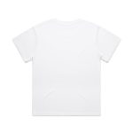 A plain white T-shirt with a back view, featuring a smooth fabric texture and a simple design.