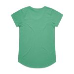 A green T-shirt with short sleeves and a rounded hem. The back is plain with a subtle texture.