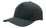 A dark green breathable poly twill cap with a curved visor and a plain design, featuring a logo on the front.