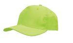 A breathable poly twill cap in bright neon yellow with a curved brim and an adjustable strap at the back.