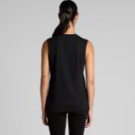 A black sleeveless tank top with a simple design, featuring a logo on the back.
