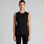A black sleeveless tank top with a classic cut. The model is standing against a neutral background.